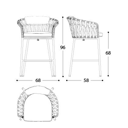 Emma Cross High Bar Stool - TB Contract Furniture Varaschin