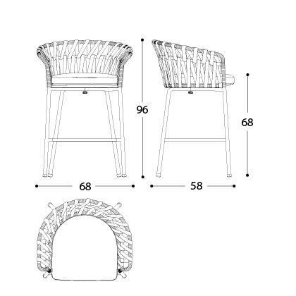 Emma Cross High Bar Stool - TB Contract Furniture Varaschin