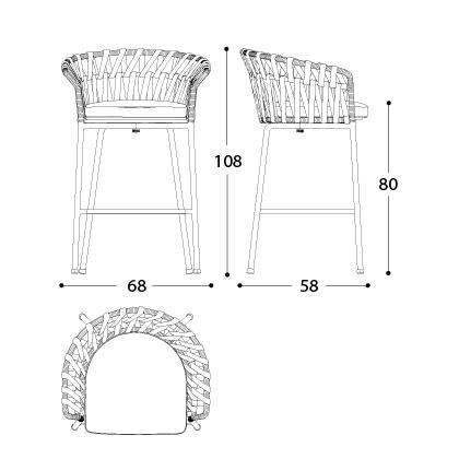Emma Cross Low Bar Stool - TB Contract Furniture Varaschin