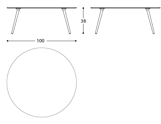 EMMA D100 Coffee Table w/aluminum legs, hpl - TB Contract Furniture VARASCHIN