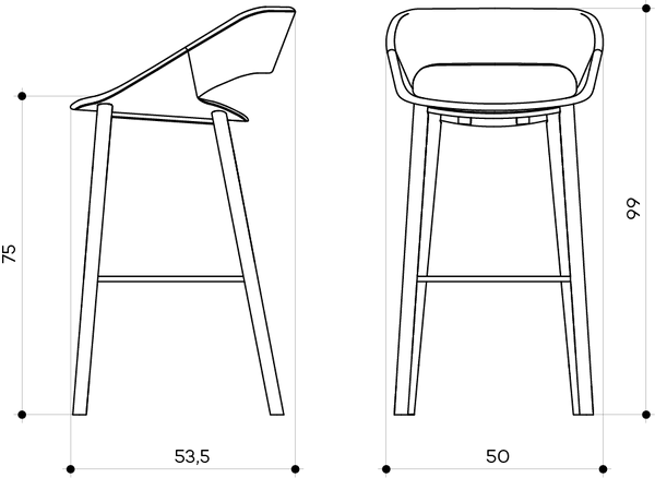 KABIRA Wood Small 4 Leg (Wood) Stool - TB Contract Furniture ARRMET