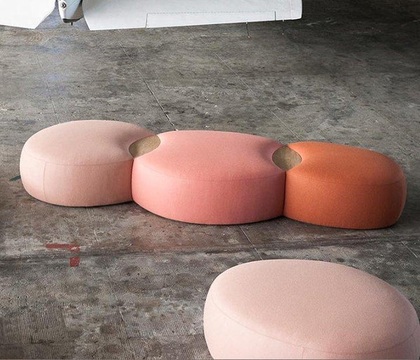 MATERA Three elements ottoman w wooden table - TB Contract Furniture TACCHINI