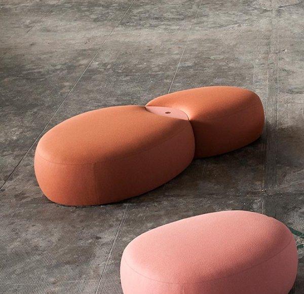 MATERA Two elements ottoman w fabric table - TB Contract Furniture TACCHINI